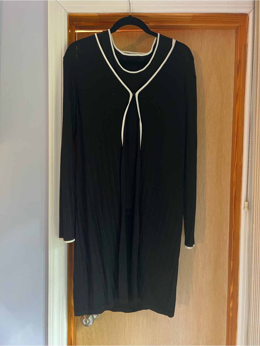 Kate Hill Black Cardigan and tank top set with Cream Piped Trim